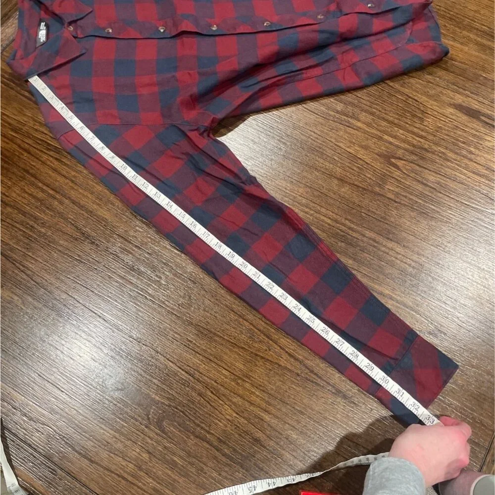 North Face Flannel Shirt Mens M Blue Red Buffalo Plaid Camping Outdoor Gorpcore